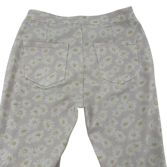 Peach Love 27 Hippie Floral High Rise Extreme Flare Leg Frayed Hem Jeans Y2K - Picture 5 of 9